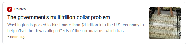 News headline about Washington poised to spend more than $1 trillion into the U.S. economy.