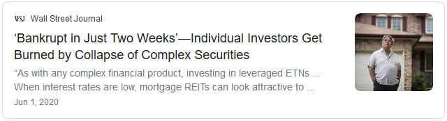Headline about individual investors getting burned by complex securities.